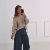 FALL IS COMING BEIGE CUT-OUT SWEATER