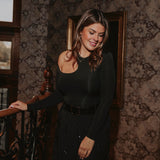 LOUD LUXE BLACK CUT-OUT BLOUSE