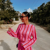 CHISPA PINK STRIPED TETRA BLOUSE