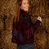 MELINA BORDEAUX/DARK BLUE FRINGE JACKET