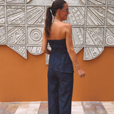CHIRINGUITO DARK BLUE DENIM TWO-PIECE SET