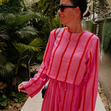 CHISPA PINK STRIPED TETRA BLOUSE