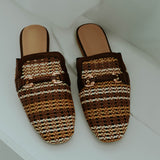 BROWN RAFFIA LOAFERS