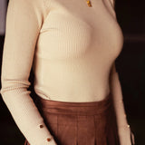 PENELOPE BEIGE RIBBED LONGSLEEVE SHIRT