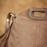 WILD FRINGE TAUPE SUEDE BAG