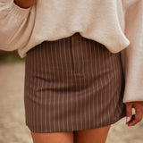 PEPPER BROWN STRIPED SKIRT