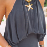 VALERIANA BLACK HALTER DRESS