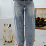 DISTRESSED FULL LENGTH BALLOON JEANS T6064