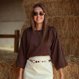 ODESSA BEIGE SUEDE SKIRT