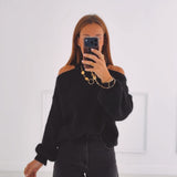 CAMILLE BLACK CUT-OUT PULLOVER