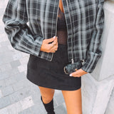 LENNOX GREY/BLACK CHECKERED ZIP JACKET