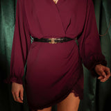 HAPPY HOLIDAYS BORDEAUX DRESS