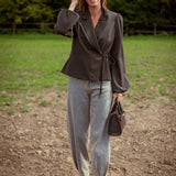 DELLA-RAE BROWN WRAP BLAZER