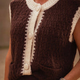 RAVENNA BROWN SLEEVELESS CARDIGAN