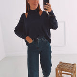 ESTER DARK BLUE CUT-OUT PULLOVER