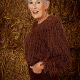 YRENIA BROWN FLUFFY PULLOVER