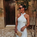 PRECIOSA ECRU HALTER DRESS