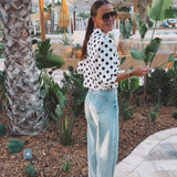 MAGALUF ECRU POLKADOTS BLOUSE