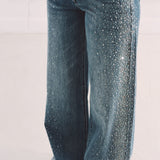 BLUE RHINESTONE BALLOON JEANS 7115-1