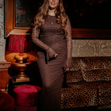 HOLLY JOLLY BROWN LONG LACE DRESS