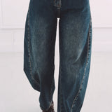 DARK BLUE BARREL JEANS 686-PF
