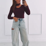 LOUISE BURGUNDY CUT-OUT PULL