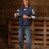 ELVINA DARK BLUE SLEEVELESS JACKET