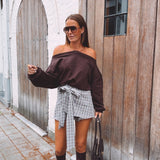 VIXIE BROWN SWEATER WITH A BUILT-IN NECKLACE