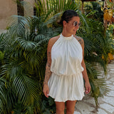 RAFAELA WHITE HALTER DRESS