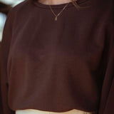 ONYX BROWN BUTTON SWEATER
