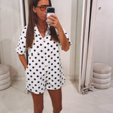 WENDY WHITE POLKADOTS PLAYSUIT