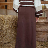 BROWN LONG DENIM SKIRT Q143-C