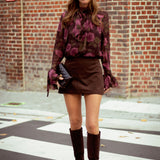 GARDEN OF ROSES BROWN BLOUSE