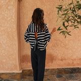 SOMAYA DARK BLUE STRIPED T-SHIRT