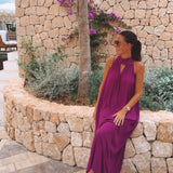 VALENTINA LONG FUCHSIA DRESS