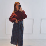 FIEN DARK BLUE CHECKERED SKIRT