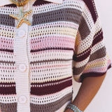 MARAVIVA ECRU STRIPED CROCHET TWO-PIECE SET