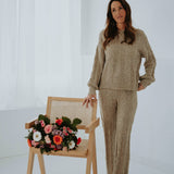 SUNDAY TAUPE COZY TWO-PIECE SET