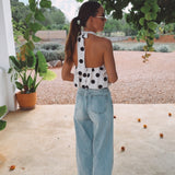 ESTEPONA ECRU POLKADOTS HALTER TOP
