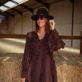 THELMA BROWN RUFFLE DRESS