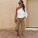 KHAKI LEOPARD PRINT BALLOON PANTS 09337