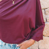 CALELLA BORDEAUX ONE SHOULDER BLOUSE