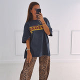 LEOPARD BROWN BARREL PANTS W5010 EXTRA LONG