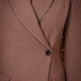 KINZIE BURGUNDY CHECKERED FITTED BLAZER