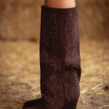 PRISCILLA BROWN STUDS COWBOY BOOTS