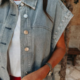 SALINA BLUE DENIM SLEEVELESS JACKET