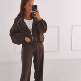 STELLA BROWN CHECKERED TWO-PIECE SET