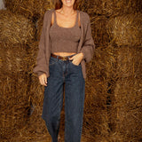 THEA TAUPE TOP AND CARDIGAN SET
