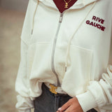 RIVE GAUCHE ECRU ZIP CARDIGAN