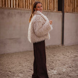 LENORA BEIGE FAUX FUR JACKET